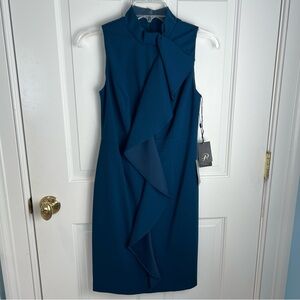 Adrianna Papell Blue Ruffle Dress Size 4P